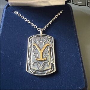Montana Silversmiths Yellowstone Brand Dog Tag Pendant Necklace